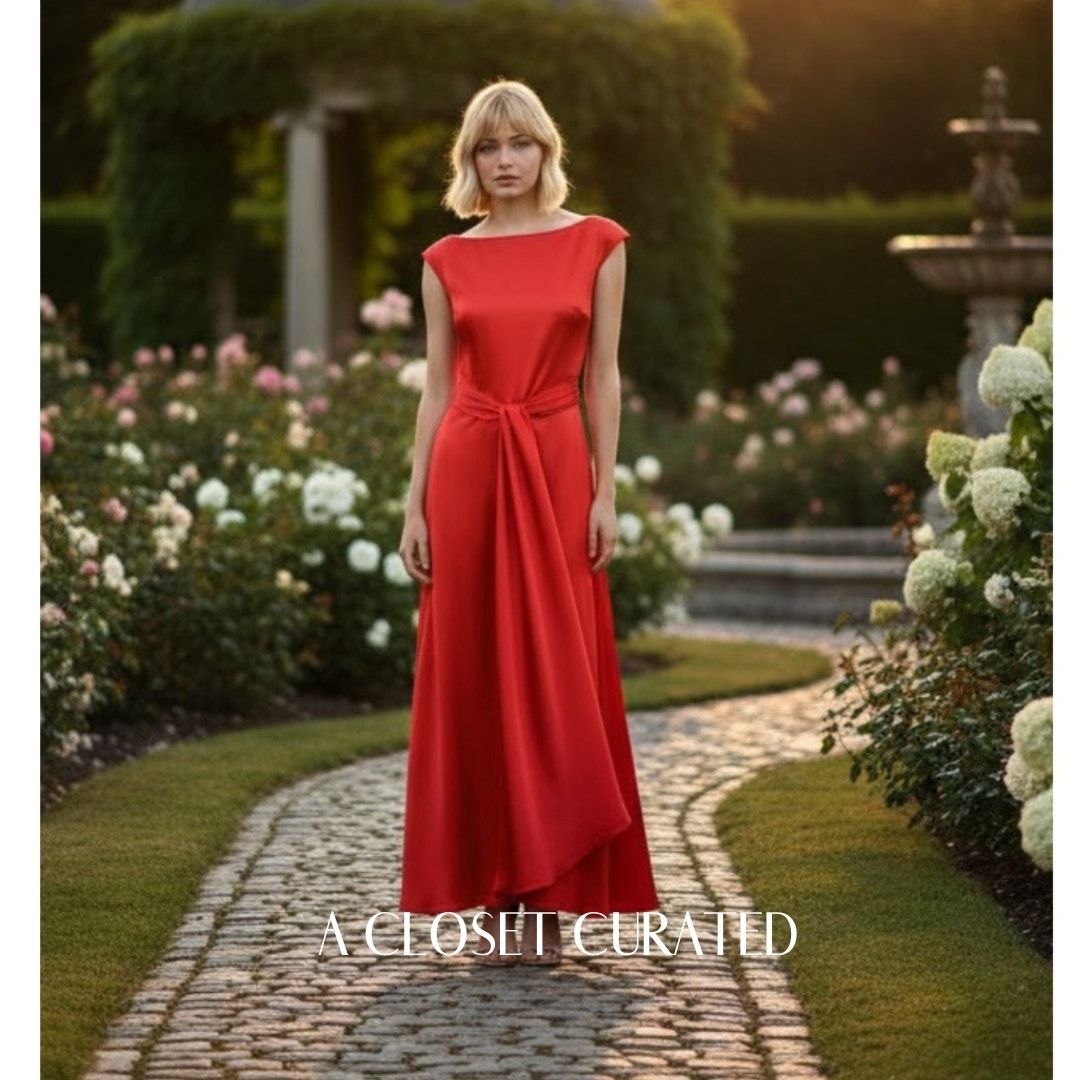 Fame And Partners Satin Wrap Maxi Dress 2 Red Nwt
